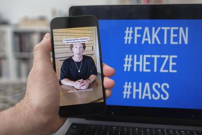 In einem Video teilt Meta-Chef Mark Zuckerberg mit, dass Meta Faktenchecks in den USA abgeschafft wird und kritisiert EU-Digitalgesetze als Zensur *** In a video, Meta CEO Mark Zuckerberg announces that Meta fact checks will be abolished in the USA and criticises EU digital laws as censorship-stock-foto