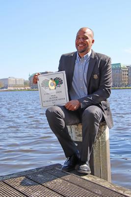 Ehrung: Marvin Willoughby, Mitgr?nder und Gesch?ftsf?hrer des Basketball-Bundesligisten Hamburg Towers (Veolia Towers Ha-stock-photo