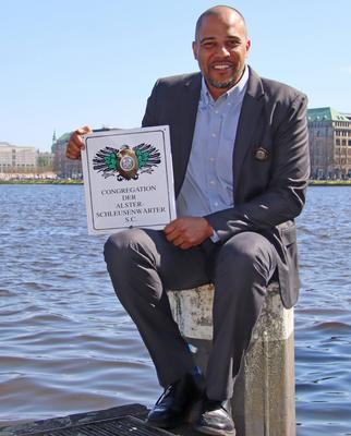 Ehrung: Marvin Willoughby, Mitgr?nder und Gesch?ftsf?hrer des Basketball-Bundesligisten Hamburg Towers (Veolia Towers Ha-stock-photo