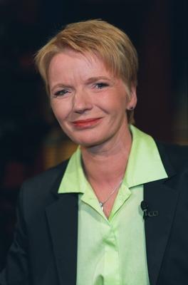 Gabi Zimmer (PDS - Politikerin) 04/02 urb Frau Politik Partei PDS PDS-Vorsitzende Vorsitz F?hrung Leitung dunkelhaarig-stock-foto