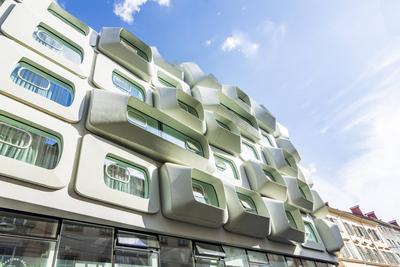 Apartmenthaus ARGOS by Zaha Hadid in street Burggasse Graz Region Graz Steiermark, Styria Austria-stock-foto