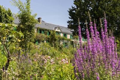 Giverny, France July 19, 2021 - View of Claude Monet s house from the garden at the Claude Monet Foundation dedicated to-stock-photo