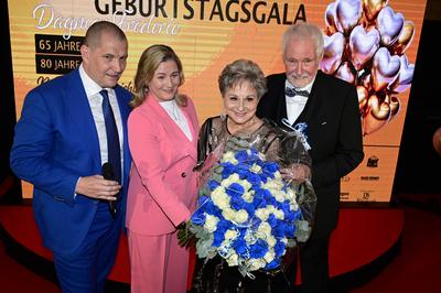 Matthias Gro?e, Claudia Pechstein, Dagmar Frederic, Klaus Lenk-stock-foto