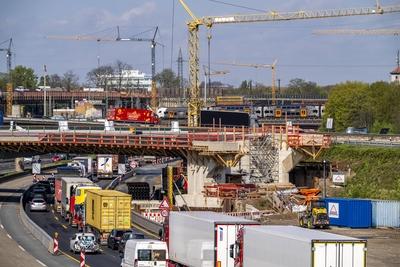 Autobahnbaustelle-stock-foto
