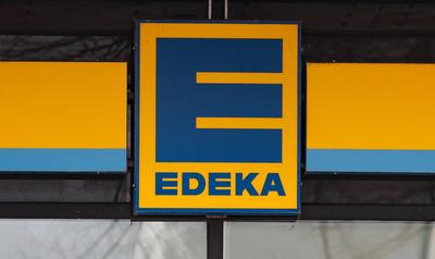 Edeka Discounter logo, querformat,-stock-foto