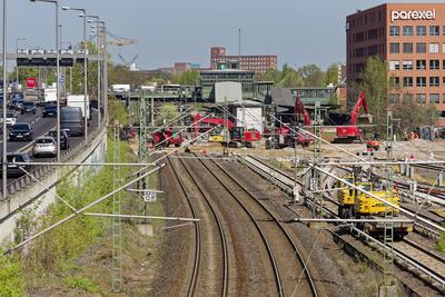 Abbruch der Westendbr?cke ?ber die Ringbahn-stock-foto