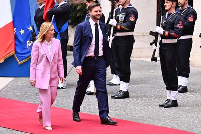 News - Prime Minister Giorgia Meloni meets with the Vice President of the United States of America, J. D. Vance-stock-photo