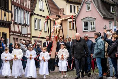 Karfreitagsprozession in Lohr-stock-photo