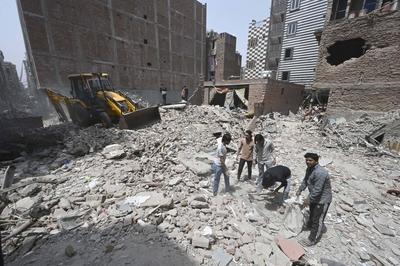11 Dead, 11 Injured As Four-Storey Building Collapses In Delhi?s Mustafabad-stock-photo