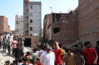 11 Dead, 11 Injured As Four-Storey Building Collapses In Delhi?s Mustafabad-stock-photo
