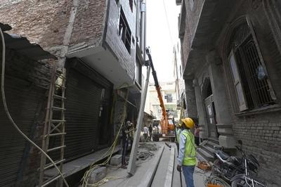11 Dead, 11 Injured As Four-Storey Building Collapses In Delhi?s Mustafabad-stock-photo