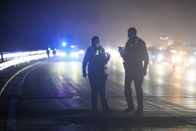 Schwerer Crash auf der A1 bei Remscheid in der Nacht zu Ostermontag.-stock-photo