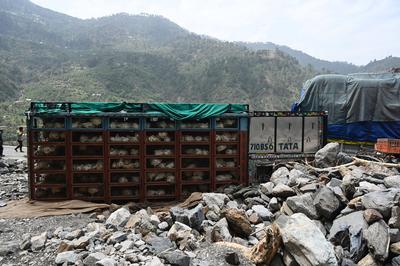 Massive Landslide Hits Jammu Srinagar National Highway-stock-foto