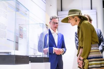 Queen M?xima at the opening of the exhibition on 25 years of archaeology, Leiden, The Netherlands-stock-photo