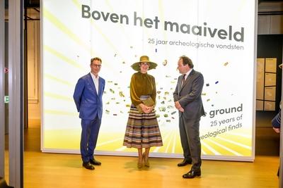 Queen M?xima at the opening of the exhibition on 25 years of archaeology, Leiden, The Netherlands-stock-photo