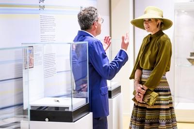 Queen M?xima at the opening of the exhibition on 25 years of archaeology, Leiden, The Netherlands-stock-photo