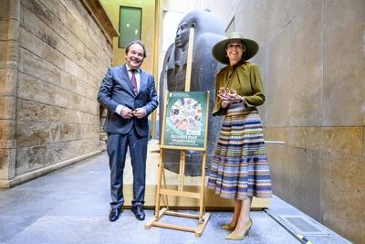 Queen M?xima at the opening of the exhibition on 25 years of archaeology, Leiden, The Netherlands-stock-photo