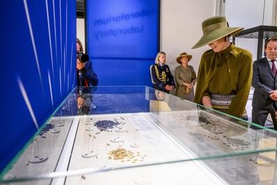Queen M?xima at the opening of the exhibition on 25 years of archaeology, Leiden, The Netherlands-stock-photo