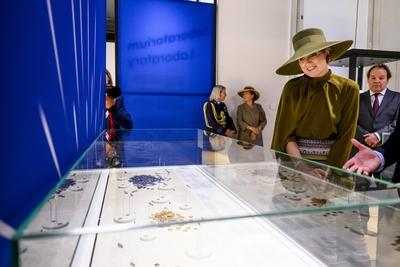 Queen M?xima at the opening of the exhibition on 25 years of archaeology, Leiden, The Netherlands-stock-photo