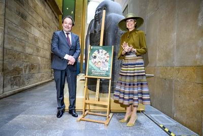 Queen M?xima at the opening of the exhibition on 25 years of archaeology, Leiden, The Netherlands-stock-photo