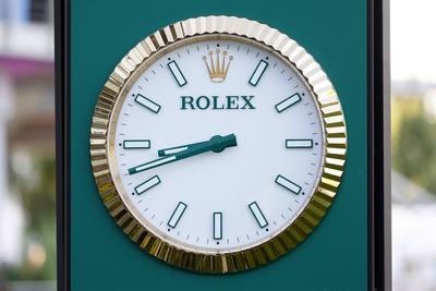 Eine Werbung f?r den Uhrenhersteller Rolex am Rande des CHIO 2022. (Themenbild, Symbolbild) Aachen, 03.07.2022 NRW Deuts-stock-foto