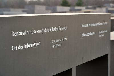 Berlin, Germany - March 23, 2025: The stone steles of the Memorial to the Murdered Jews of Europe in Berlin, a central m-stock-photo