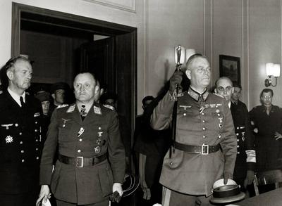 Colonel General Paul Stumpff second left Luftwaffe commander Field Marshal Wilhelm Keitel German-stock-photo