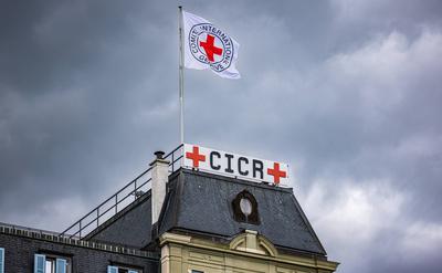 Internationales Komitee vom Roten Kreuz Blick auf das Geb?ude des Internationalen Komitee vom roten Kreuz. (Genf, Schwei-stock-photo