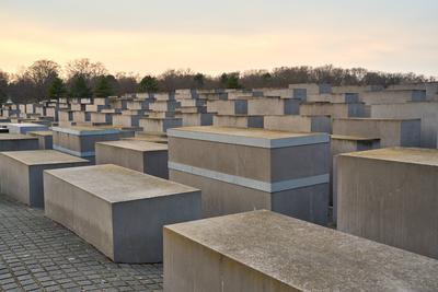 Berlin, Germany - March 23, 2025: The stone steles of the Memorial to the Murdered Jews of Europe in Berlin, a central m-stock-photo