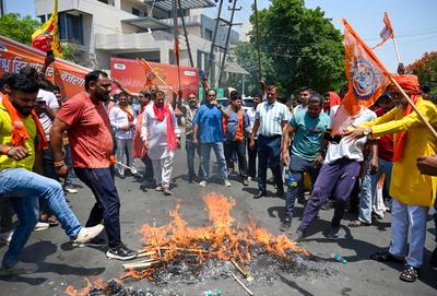 VHP And Bajrang Dal Protest Against Pahalgam Terrorist Attack-stock-photo