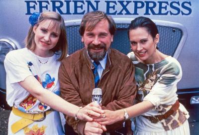 ZDF Ferienexpress, Kinderprogramm, Deutschland 1989, Moderatoren: Lizzy Engstler, Peter Rapp, Evelyn Engleder Copyright:-stock-foto