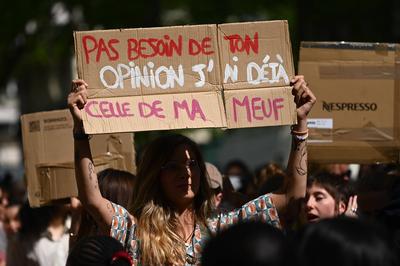 Demonstration against transphobia in Paris, April 26, 2025.-stock-photo