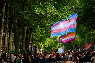 Demonstration against transphobia in Paris, April 26, 2025.-stock-photo