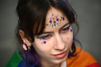 Demonstration against transphobia in Paris, April 26, 2025.-stock-photo