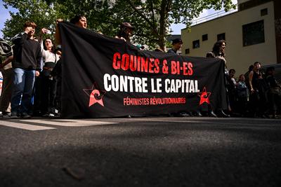 Demonstration against transphobia in Paris, April 26, 2025.-stock-photo