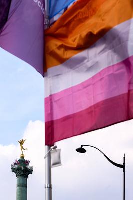 Demonstration against transphobia in Paris, April 26, 2025.-stock-photo