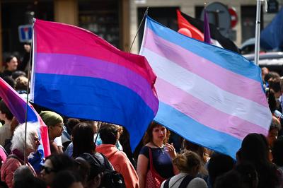 Demonstration against transphobia in Paris, April 26, 2025.-stock-photo