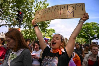 Demonstration against transphobia in Paris, April 26, 2025.-stock-photo