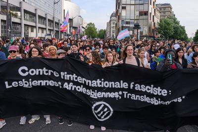 Demonstration against transphobia in Paris, April 26, 2025.-stock-photo