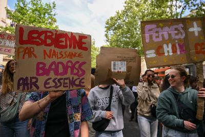 Demonstration against transphobia in Paris, April 26, 2025.-stock-photo