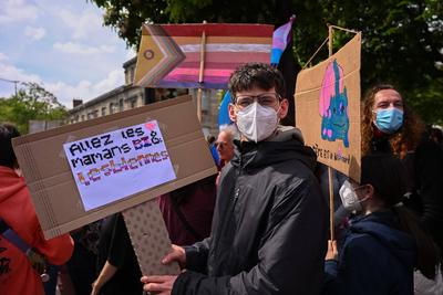 Demonstration against transphobia in Paris, April 26, 2025.-stock-photo