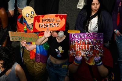 Demonstration against transphobia in Paris, April 26, 2025.-stock-photo