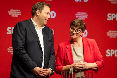 26.04.2025, Lars Klingbeil (SPD) und Saskia Esken (SPD)-stock-foto
