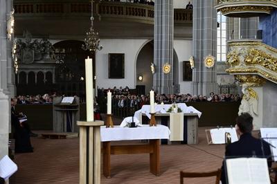 500 Jahre Reformation in der Oberlausitz. Gottesdienst zum 500j?hrigen Jubil?um der Reformation in der Oberlausitz in de-stock-foto