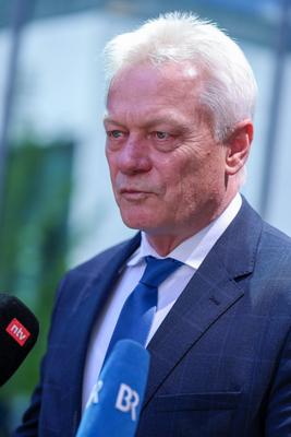 Pressekonferenz nach Sitzung des CSU-Vorstands-stock-foto