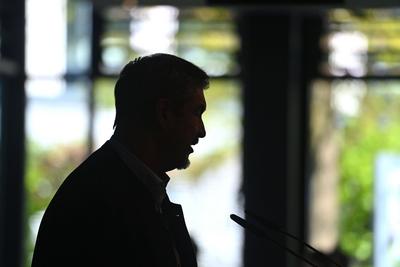 Pressekonferenz der CSU nach Vorstandssitzung am 28.04.2025-stock-foto