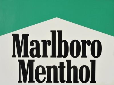 Feature: Werbeaufkleber der 1970er Jahre 12/15 teu Aufkleber der 1970/80er Jahre: Marlboro Menthol Mentholzigaretten Sy-stock-foto