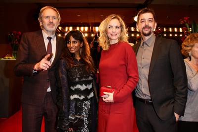 Anton Corbijn mit Ehefrau und Nina Hoss mit Freund - Opening party for the 66th Berlinale Film Festival at Berlinale Pal-stock-foto
