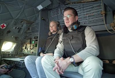 Karl Theodor zu GUTTENBERG CSU Bundesverteidigungsminister mit seiner Frau Stefanie im Cockpit-stock-photo
