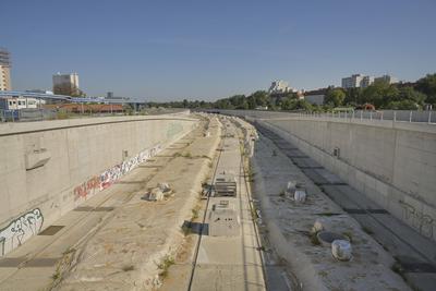 Neubau Autobahn A100, H?he Sonnenallee, Neuk?lln, Berlin, Deutschland *** New construction motorway A100, height Sonnen-stock-foto